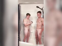 cute ashton take a shower with his friend to be cleaned to try....