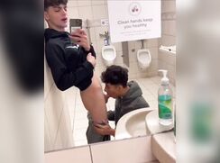 Twink Twin Brothers Enjoy Public Bathroom BJ boys porn