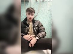 Cute boy piss on himself