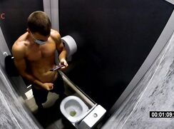 Hot & horny boy jerking in the toilet