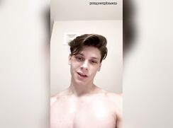 Christian twink boy jerks and cums shower porn