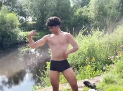 hot youtuber bodybuilder flexing