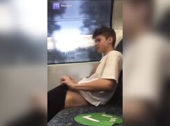 cutes on train risky jacking off