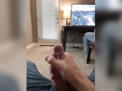 Jerking off behind his unsuspecting friend