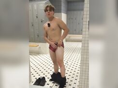 hot bodybuilder ethan flexing in undies