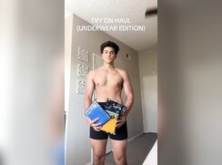 Latino Teen Trying On Underwear