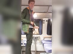 Boy wanks and cums in the train twink porn