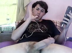 Cute Black Hair Twink with a beard wanks and cums - AI Enhanced