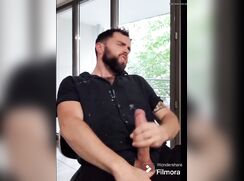 Security guard blows big loads