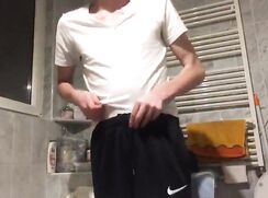 Teen cums in the bathroom  cam