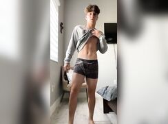 Straight Twink Strips and Jerks Shaved Cock For Catfish boys porn