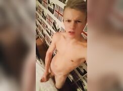 Uncut Shaved Blond French Twink Enjoys Condom Wank boys porn