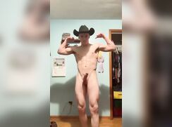 Straight College Jock Poses Nude In Cowboy Hat boys porn