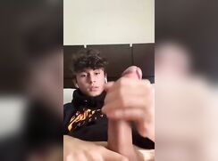 Clay Longs in a Black Hoodie Jerking on Bed