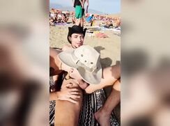 Uncut Twink In Cowboy Hat Enjoys Public Beach BJs boys porn