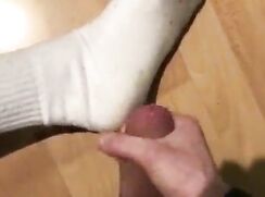 Boy Shoots Hot Cum On His White Socks