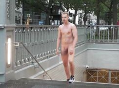 German guy shows off at the stairs