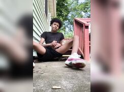 [Archive of GBT][0314] Outside guy black wanks and cums