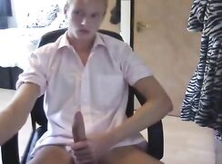 cute blonde chillat home wanking cums on shirt