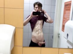 Uncut Twink Jerks In Public Toilet boys porn