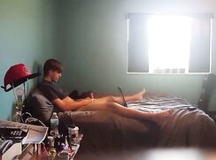 cute guy bored sunday jo on bed