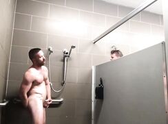 Jock Is Watched As He Jerks Off In Gym Showers boys porn
