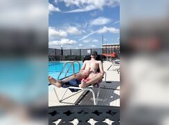Twink Jerks On Sunlounger By The Pool Outdoors boys porn