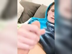 teen boy jerking off on the couch