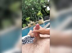 Tightly Cut Otter Jerks and Cums By The Pool boys porn