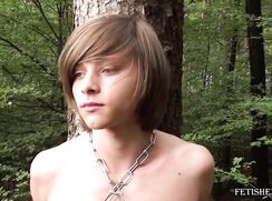 Teasing cock in forest