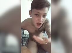 Tattooed boy self facial