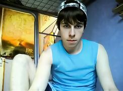 Black Hair Guy with a red cap wanks' and cums - AI Enhanced