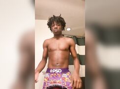 Cute black boy lubes up and cums