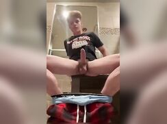 cute wearing towel show his dick before shower