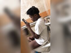 Cute Black Man Jerking Off In the bathroom