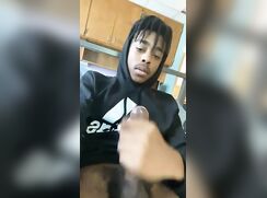 young black jerks off cum
