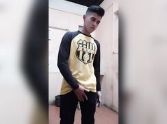 Latino jerks off cums