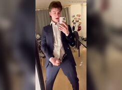 cute fit big dick brunette standing jo suit gay porn