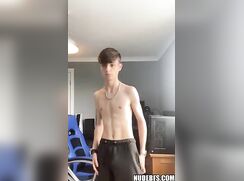 Skinny boy getting naked