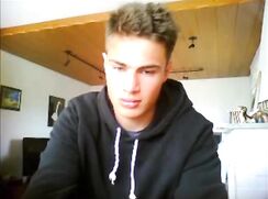 cute black hoodie blonde chating shows his ass and big cock