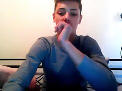 cute fit big dick brunette self suck jacking off