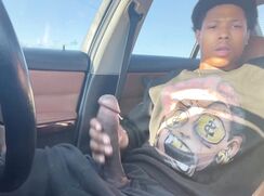 Sexy BBC quick jerk and cum in car