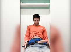 cute big cock brunette jacking off