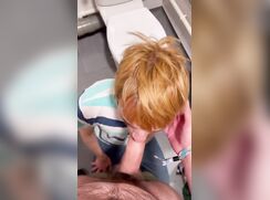 Sucking off a Daddy in the toilets
