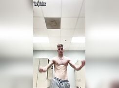 Swimmer Paul jerking off in the shower at the gym