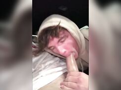 lustful teen wearing a hooded sweatshirt swallows the mighty prick of his buddy in ca