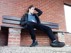 Teen jerking big dick in public almost gets caught