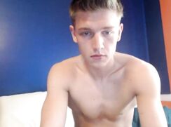 cute fit blonde big uncut cumming on chest jo