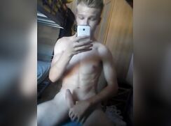 cute fit military blonde in front a mirrow jo