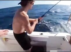 Uncles and teen nephew fuck around on boat